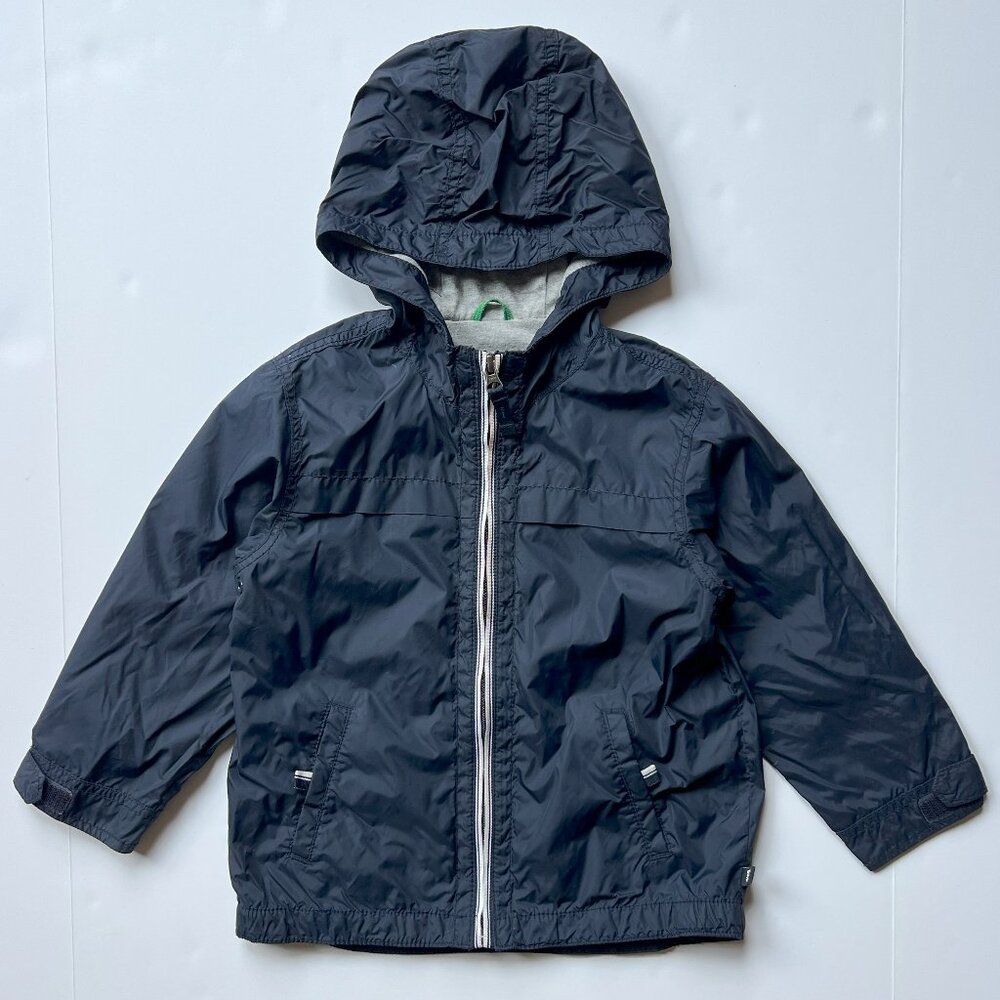 BABY GAP Rain Jacket Full Zip Hoodie Windbreaker Size 5 yrs NAVY Fully Lined EUC
